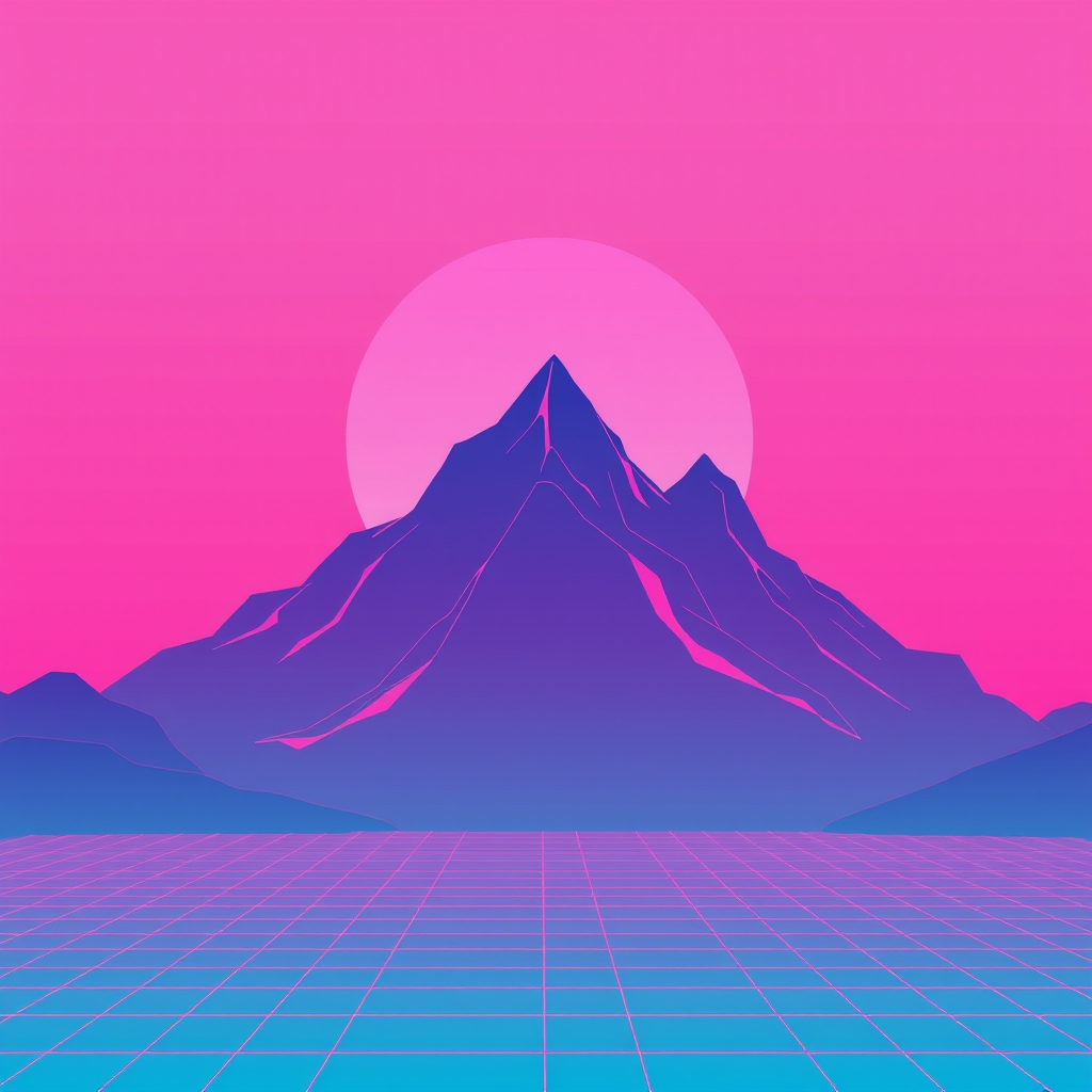 Vaporwave Mountain Sunrise