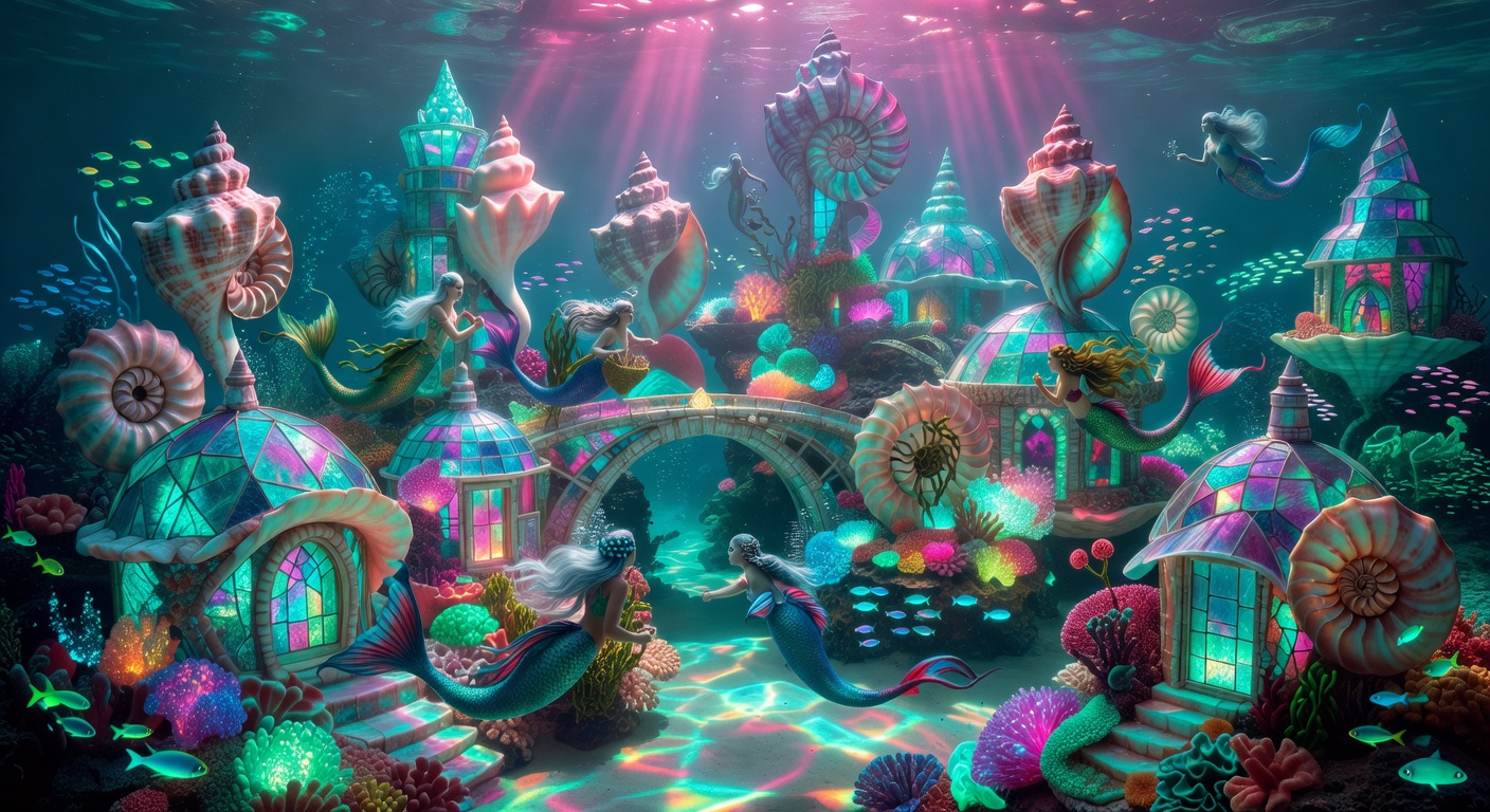 Bioluminescent coral reef city